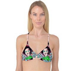 Headphones Girl W Cherries Reversible Tri Bikini Top