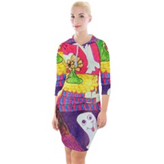 Circus Ghosts Quarter Sleeve Hood Bodycon Dress