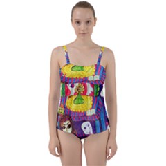 Circus Ghosts Twist Front Tankini Set