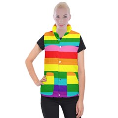 Original 8 Stripes Lgbt Pride Rainbow Flag Women s Button Up Vest by yoursparklingshop