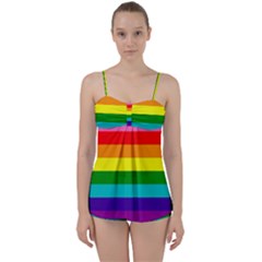 Original 8 Stripes Lgbt Pride Rainbow Flag Babydoll Tankini Set by yoursparklingshop