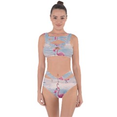 Flamingos Beach Bandaged Up Bikini Set  by Sparkle