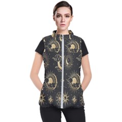 Asian Set With Clouds Moon Sun Stars Vector Collection Oriental Chinese Japanese Korean Style Women s Puffer Vest