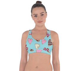 Seamless Pattern With Heart Shaped Cookies With Sugar Icing Cross String Back Sports Bra