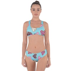 Seamless Pattern With Heart Shaped Cookies With Sugar Icing Criss Cross Bikini Set