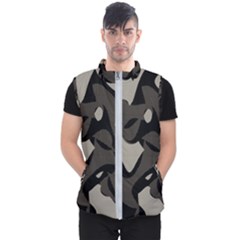 Trippy Sepia Paint Splash, Brown, Army Style Camo, Dotted Abstract Pattern Men s Puffer Vest by Casemiro