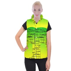 Geometrical Lines Pattern, Asymmetric Blocks Theme, Line Art Women s Button Up Vest by Casemiro