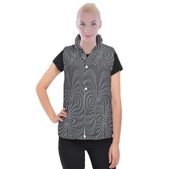 Abstract Metallic Spirals, Silver Color, Dark Grey, Graphite Colour Women s Button Up Vest by Casemiro