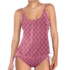 60s Ombre Hair Girl Pink Tankini Set