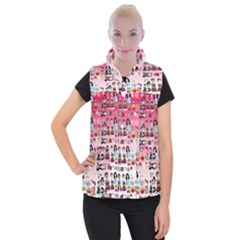 Kawaii Collage Pink Ombre Women s Button Up Vest