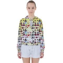 Kawaii Collage Yellow  Ombre Women s Tie Up Sweat