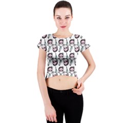 Doctor Pattern White Crew Neck Crop Top by snowwhitegirl