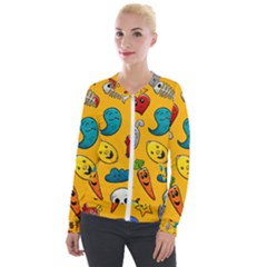 Graffiti Characters Seamless Ornament Velour Zip Up Jacket by Amaryn4rt