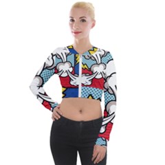 Rays Smoke Pop Art Style Vector Illustration Long Sleeve Cropped Velvet Jacket