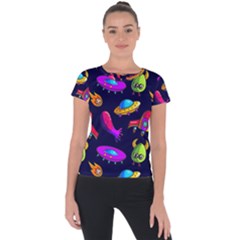 Space Pattern Short Sleeve Sports Top 