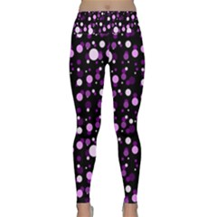 Purple, Pink Bokeh Dots, Asymmetric Polka Dot With Modern Twist Lightweight Velour Classic Yoga Leggings by Casemiro