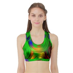 Pebbles In A Rainbow Pond Sports Bra With Border by ScottFreeArt