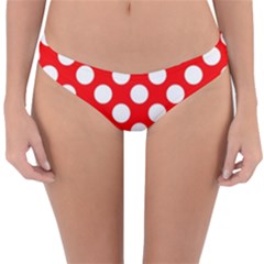 Large White Polka Dots Pattern, Retro Style, Pinup Pattern Reversible Hipster Bikini Bottoms by Casemiro