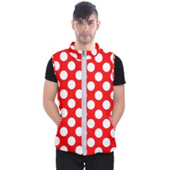 Large White Polka Dots Pattern, Retro Style, Pinup Pattern Men s Puffer Vest by Casemiro