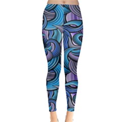 Blue Swirl Pattern Leggings  by designsbymallika