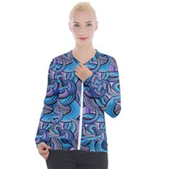Blue Swirl Pattern Casual Zip Up Jacket by designsbymallika