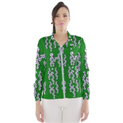 Cherry-blossoms Branch Decorative On A Field Of Fern Women s Windbreaker by pepitasart