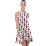 Red Seahorse Pattern Frill Swing Dress