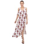 Red Seahorse Pattern Maxi Chiffon Cover Up Dress