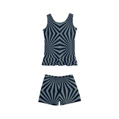 Geometric Pattern, Army Green And Black Lines, Regular Theme Kids  Boyleg Swimsuit by Casemiro