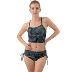 Geometric Pattern, Army Green And Black Lines, Regular Theme Mini Tank Bikini Set by Casemiro