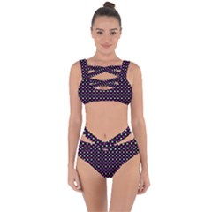 White And Pink Hearts At Black, Vector Handrawn Hearts Pattern Bandaged Up Bikini Set  by Casemiro