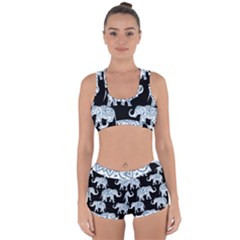 Elephant-pattern-background Racerback Boyleg Bikini Set by Sobalvarro