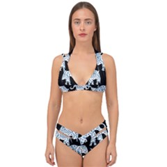 Elephant-pattern-background Double Strap Halter Bikini Set by Sobalvarro