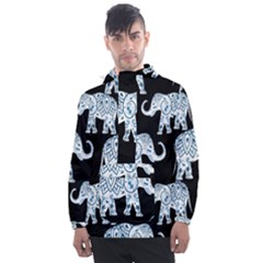 Elephant-pattern-background Men s Front Pocket Pullover Windbreaker by Sobalvarro
