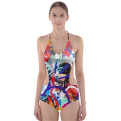 Crazy Grafitti Cut-out One Piece Swimsuit by essentialimage
