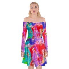 Crazy Graffiti Off Shoulder Skater Dress by essentialimage