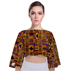 Kente 2 Tie Back Butterfly Sleeve Chiffon Top by ciel