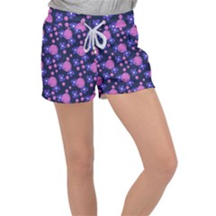 Pink And Blue Flowers Velour Lounge Shorts by bloomingvinedesign