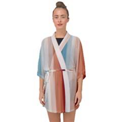 Blue,white Red Half Sleeve Chiffon Kimono by Sparkle