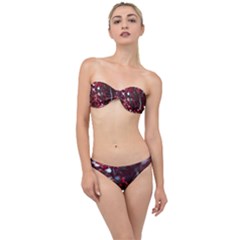 Red Floral Classic Bandeau Bikini Set by Sparkle