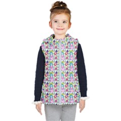 Blue Haired Girl Pattern Blue Kids  Hooded Puffer Vest