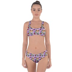 Purple Glasses Girl Pattern Lilac Criss Cross Bikini Set