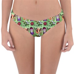 Purple Glasses Girl Pattern Green Reversible Hipster Bikini Bottoms by snowwhitegirl