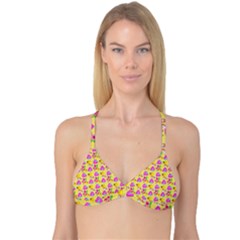 Girl With Hood Cape Heart Lemon Pattern Yellow Reversible Tri Bikini Top