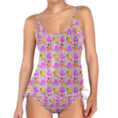 Girl With Hood Cape Heart Lemon Pattern Lilac Tankini Set