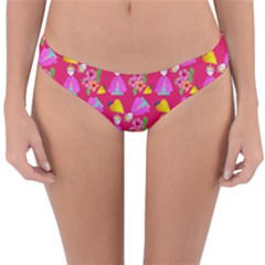 Girl With Hood Cape Heart Lemon Pattern Pink Reversible Hipster Bikini Bottoms by snowwhitegirl