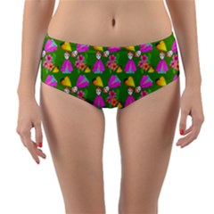 Girl With Hood Cape Heart Lemon Pattern Green Reversible Mid-waist Bikini Bottoms by snowwhitegirl