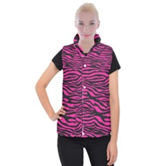 Pink Zebra Women s Button Up Vest by Angelandspot