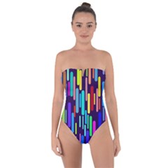 Abstract Line Tie Back One Piece Swimsuit by HermanTelo