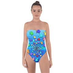 Fractal Art School Of Fishes Tie Back One Piece Swimsuit by WolfepawFractals
